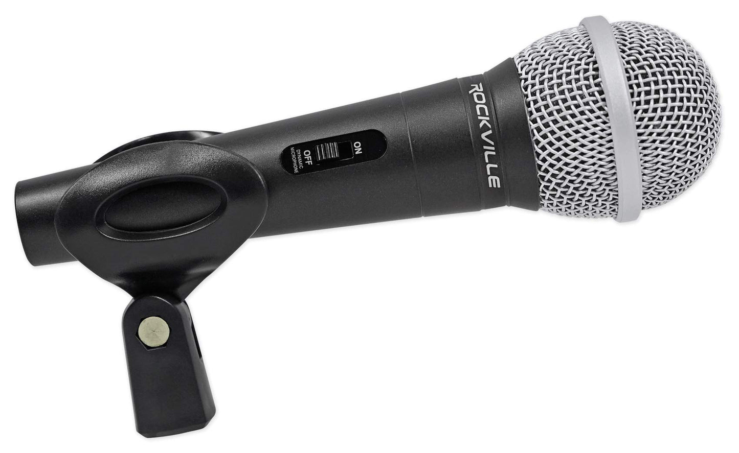Rockville Podcasting Bundle: (2) RMC-XLR Metal Handheld Microphones, (2) RTMS21 Desktop Tripod Stands with Pop Filters, Shock Mounts, Cables, 4-Items