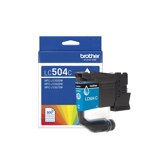 Brother Genuine LC504C Standard Yield Cyan Ink Cartridge (for use INKvestment 1355, 1365, and 1367 Printers)