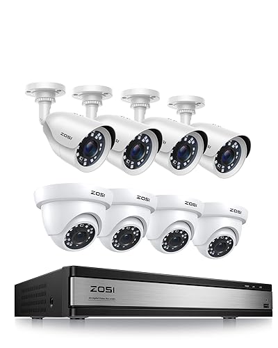 ZOSI H.265+ 1080p 16 Channel Security Camera System, 16 Channel DVR Recorder and 8 x 1080p Weatherproof Surveillance CCTV Bullet Dome Camera Outdoor