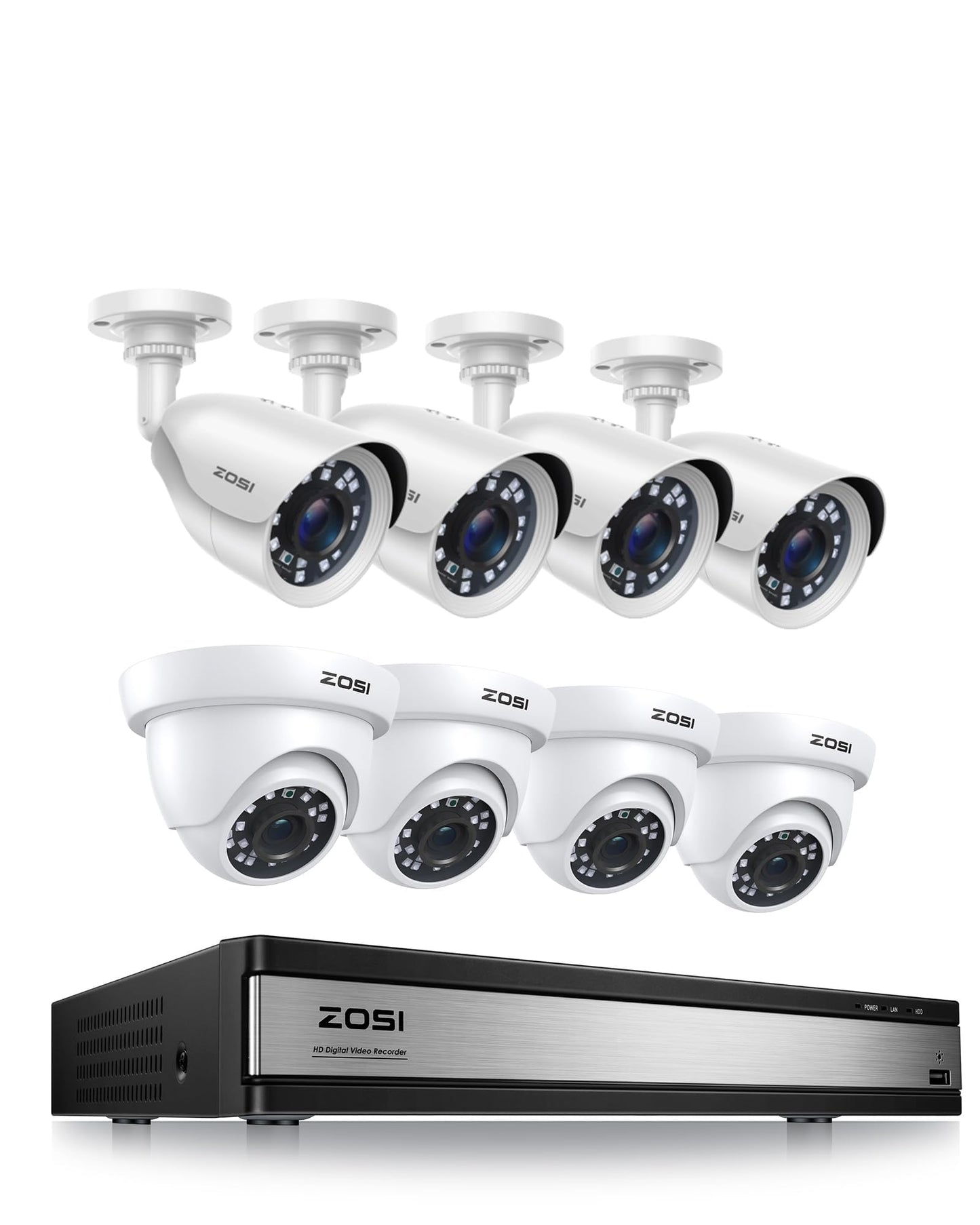 ZOSI H.265+ 1080p 16 Channel Security Camera System, 16 Channel DVR Recorder and 8 x 1080p Weatherproof Surveillance CCTV Bullet Dome Camera Outdoor