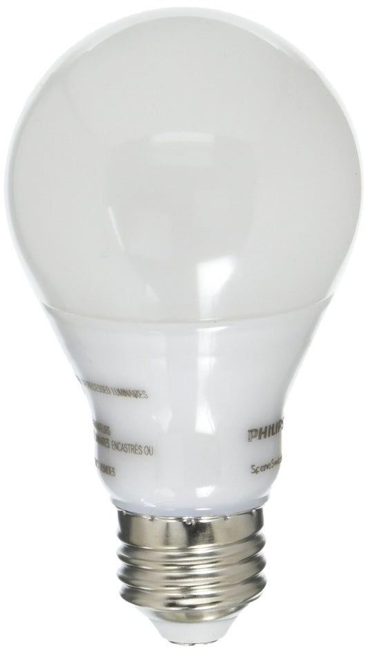 PHILIPS LED Frosted Non-Dimmable Scene Switch A19 Light Bulb - EyeComfort Flicker Free - 9W = 60W - 800/320/80 Lumen - Daylight (5000K) - E26 Base