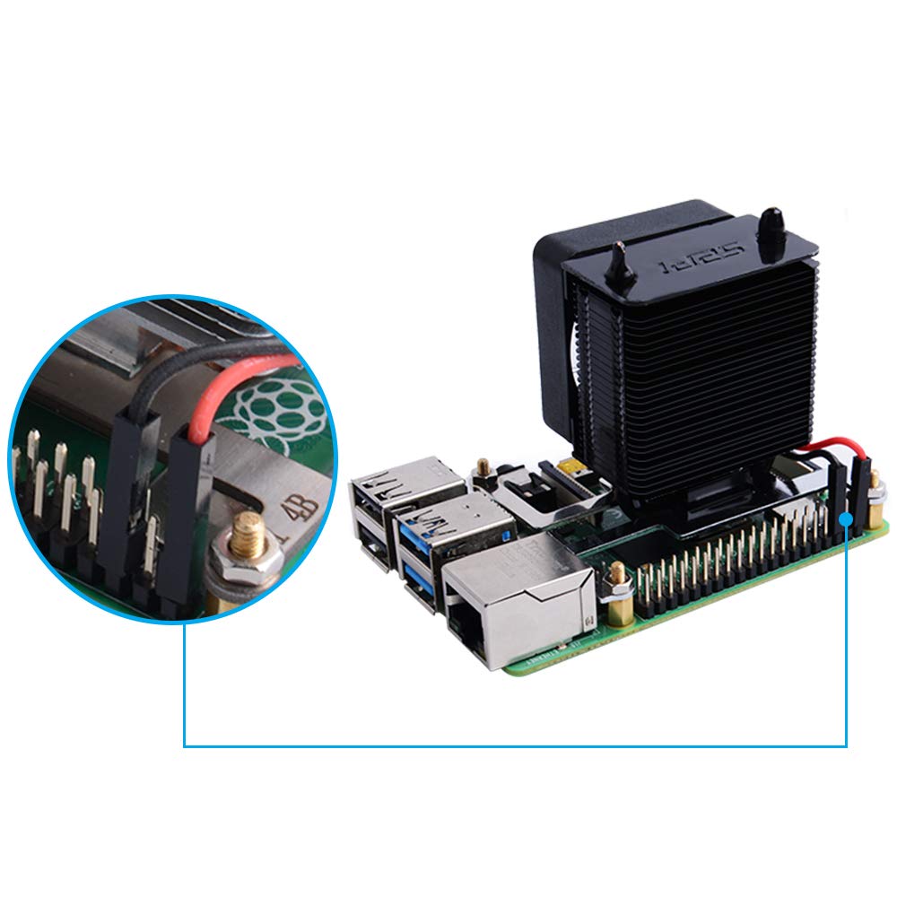 GeeekPi ICE Tower Cooler with RGB Cooling Fan & Aluminum Heatsink for Raspberry Pi 4B/3B+/3B (Black)