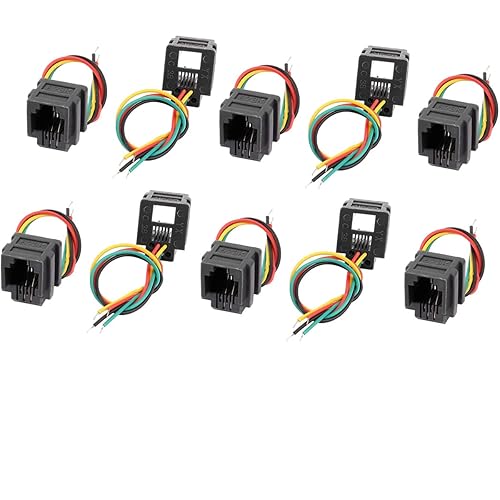 jing with Wires RJ11 Female Connector 6P4C PCB Socket Mount Telephone Connectors Grey - (10 Pcs)