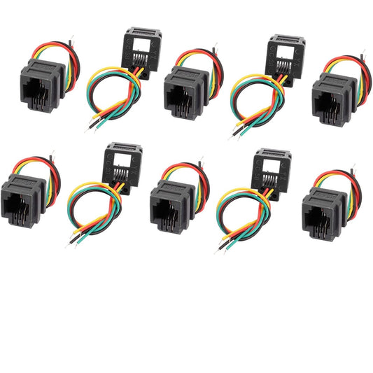 jing with Wires RJ11 Female Connector 6P4C PCB Socket Mount Telephone Connectors Grey - (10 Pcs)