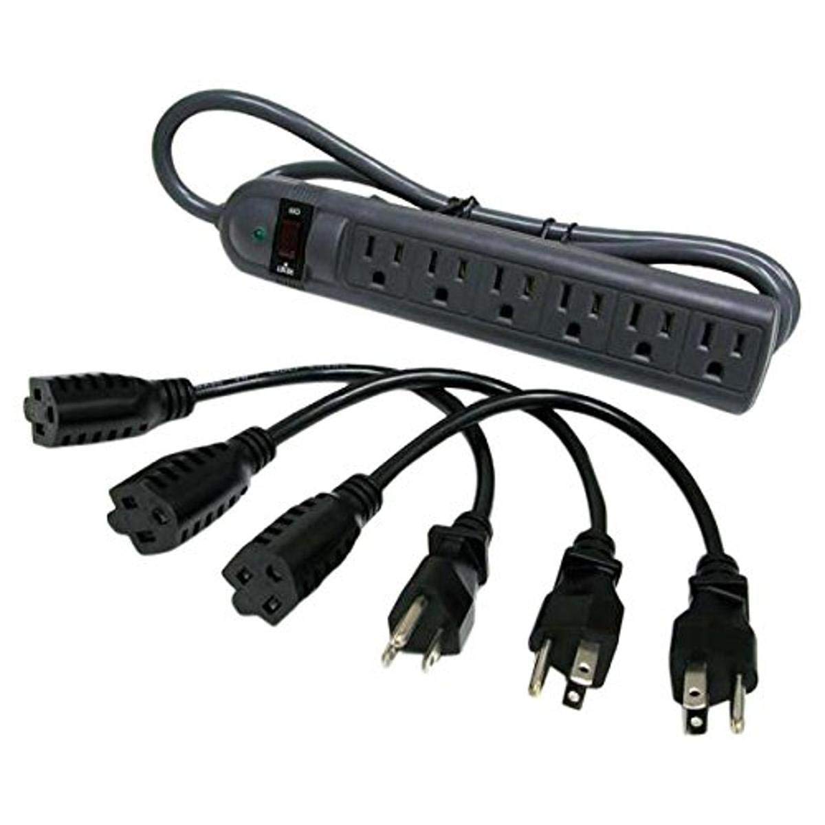 C2G Legrand 6-Outlet Power Strip with Power Strip Surge Suppressor, 4 Foot Power Extension Cord, 3 Outlet Saver Power Extension Cable Cords, Black, 1