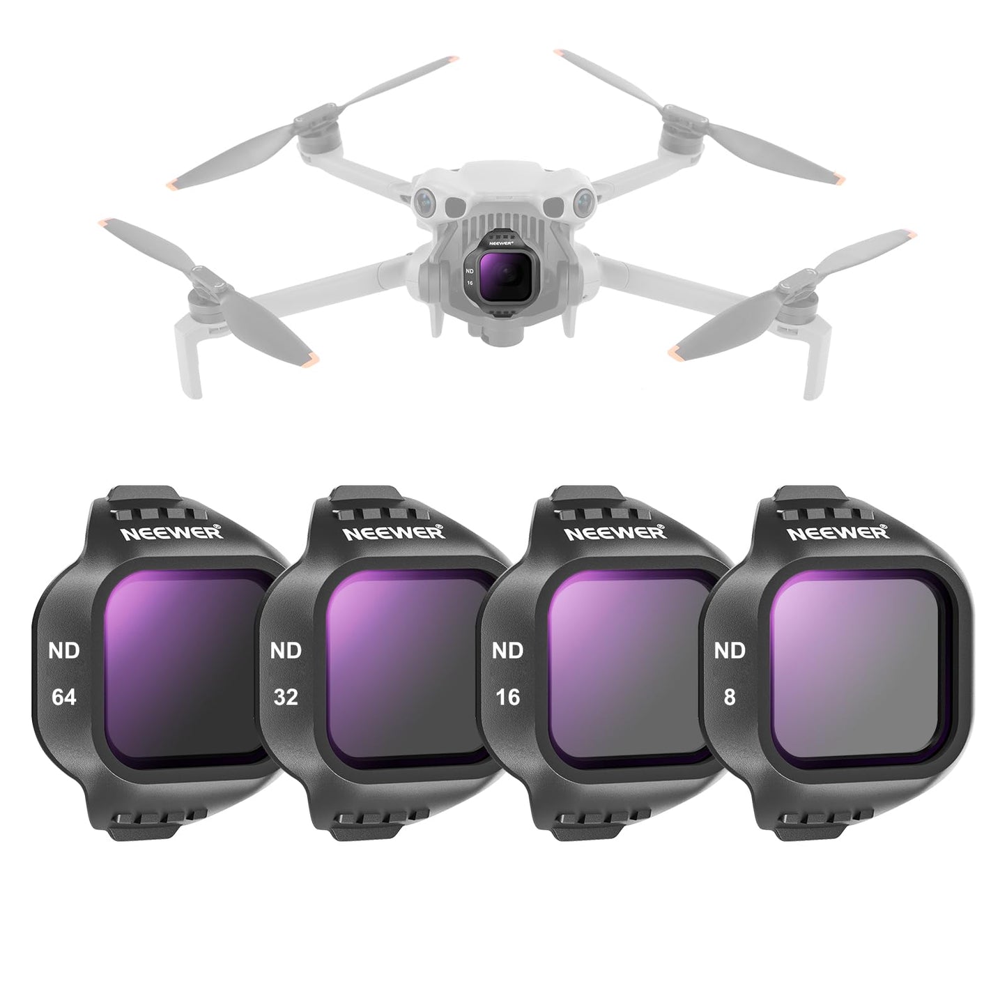 NEEWER ND Filter Set Compatible with DJI Mini 5 Pro Drone (ND8+ND16+ND32+ND64), Snap On Neutral Density Multicoated Optical Glass Drone Camera Lens