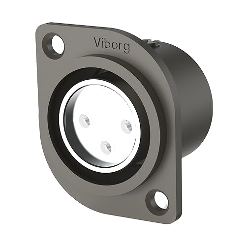 Viborg Female XLR Chassis Panel Mount Connectors, Hi End Audio XLR Socket, XLR Jacks, Pure Copper Rhodium Plated XLR Receptacle with PTFE Insulator