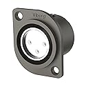 Viborg Female XLR Chassis Panel Mount Connectors, Hi End Audio XLR Socket, XLR Jacks, Pure Copper Rhodium Plated XLR Receptacle with PTFE Insulator