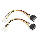 RLECS 2pcs SATA Male to IDE Molex 4Pin Female HDD Extension Power Adapter Cable 15 Pin 20cm for Serial ATA Hard Drives and CD ROM Drives