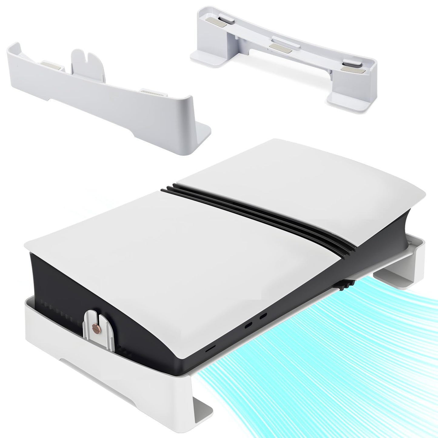 Racrank PS5 Pro Horizontal Stand with Anti-Slip Cooling Base, Space-Saving Dual Mode Base for PS5 Slim & Pro Console Disc & Digital Edition