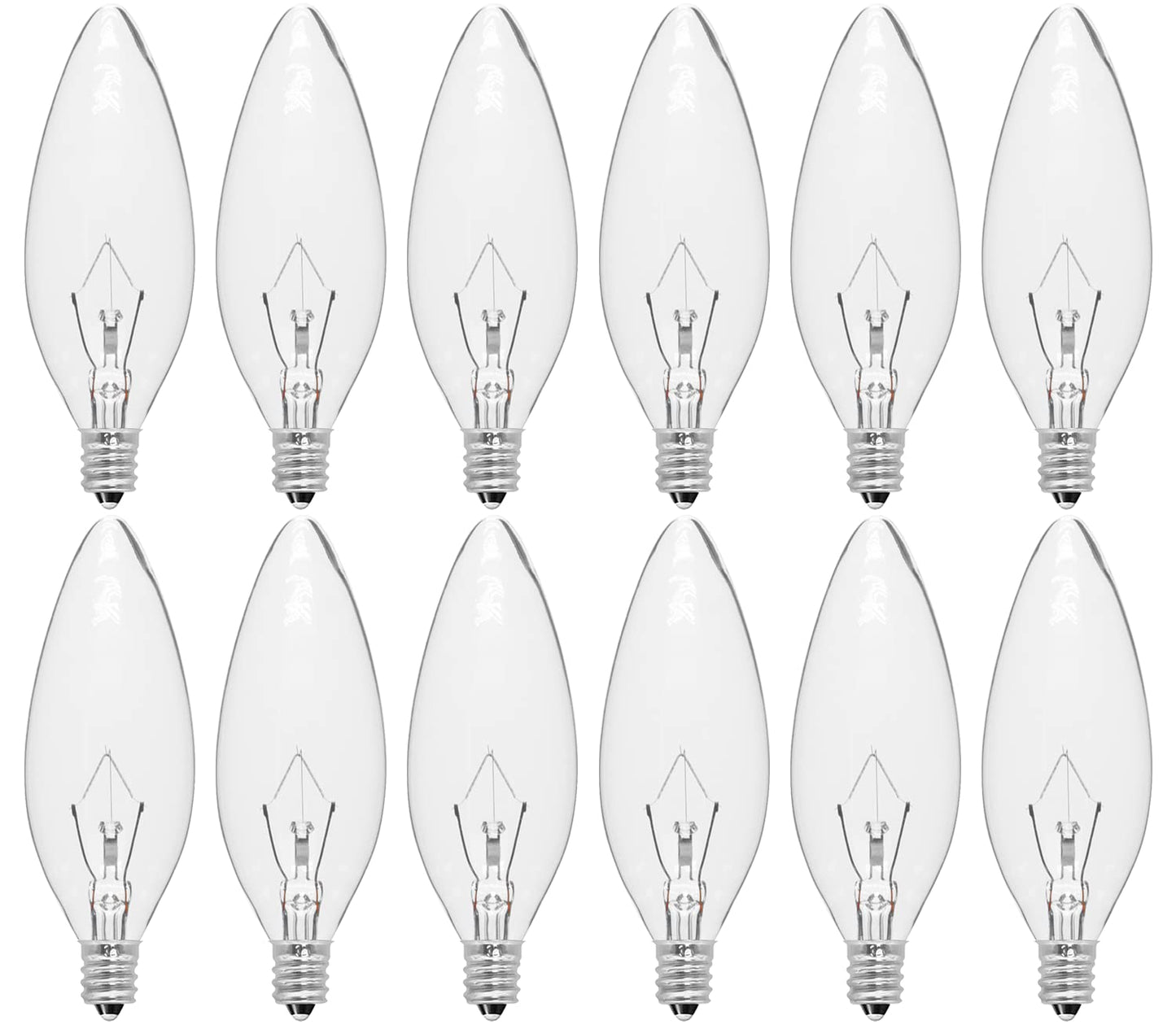 CYLYT 12-Pack E12 Candelabra Light Bulbs 40W Warm White 2500K, 380 Lumen Chandelier Light Bulb for Ceiling Fan, Indoor or Outdoor, B10 Clear