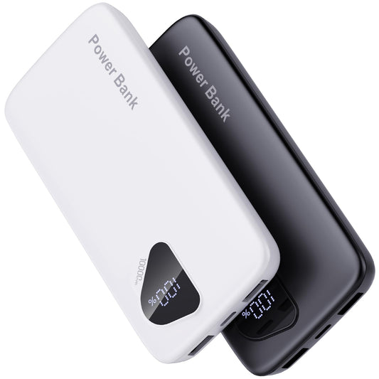 2026 2-Pack 10000mAh Portable Charger with Built in Cables, Travel Essential Battery Pack, 4 Outputs 2 Inputs Slim Power Bank with Cord Wires