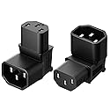 Vellcon [2Pack] Right Angle c14 to c3, C14 to C13 Power Adapter PDU Plug, Right Angle iec Male Female Adapter, iec c14 to Right Angle c13