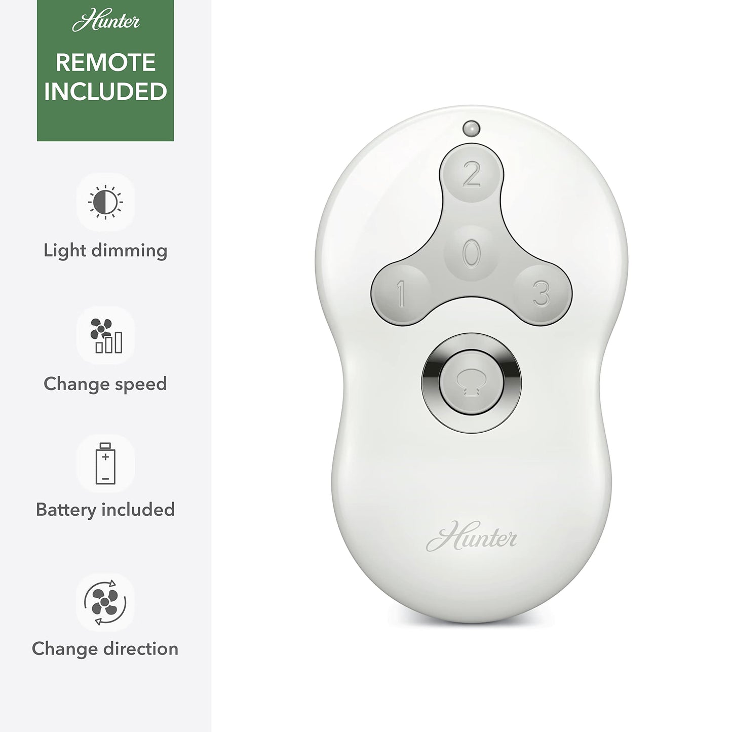 Hunter Fan 52in Fresh White Contemporary Ceiling Fan with LED Light Kit and Remote Control (Renewed)