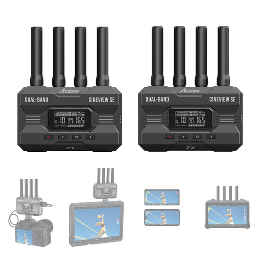 Accsoon CineView SE Wireless Video Transmitter&Receiver, HDMI SDI Dual-Band Transmission, Range of 1200ft/350m,Latency 0.05s&1080P HD Video, Support 4
