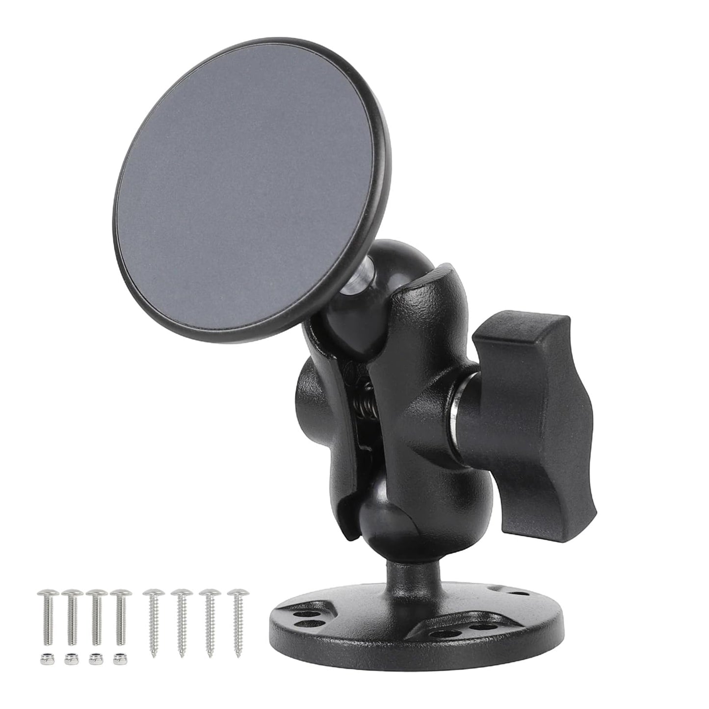 FPN 1" Ball Magnetic Phone Mount for Boat/Truck/Car, Aluminum Alloy Short Arm & Base, Double Ball Joint, Screw-Mounted AMPS Round Base Phone Holder
