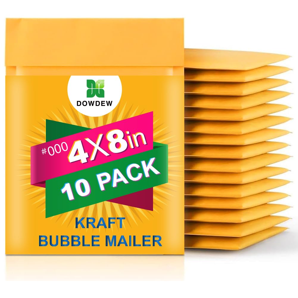 Kraft Bubble Mailers [25 Pack] Mailing Packing Envelopes #000 (4" x 8")