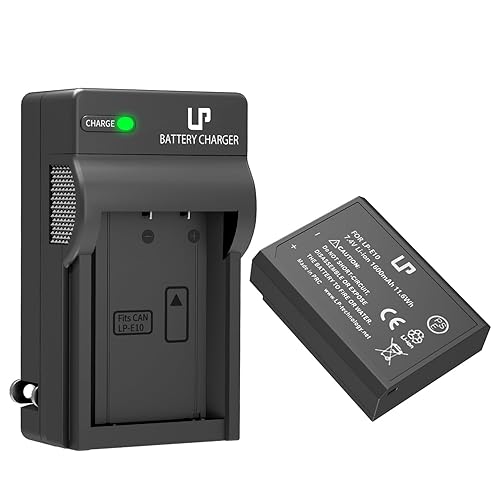LP LP-E10 Battery Charger Pack, 1-Pack Battery & Charger, Compatible with Canon EOS Rebel T3, T5, T6, T7, T100, 1100D, 1200D, 1300D,1500D,2000D,3000D