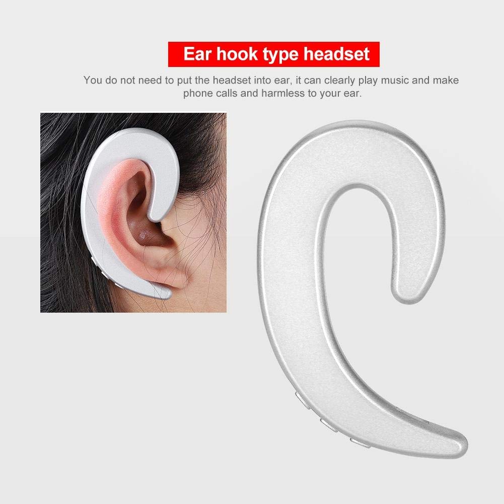 Ciglow Bluetooth Headphone, Hands Ear Hook Headset Painless Earphone Ergonomic Design Headset(Silver)