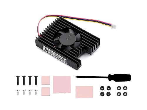 waveshare Cooling Fan for Raspberry Pi Compute Module 5, CM5 Heatsink All-in-one Cooler Cooling Fan with Thermal Tapes, 8000±10% RPM, PWM Speed