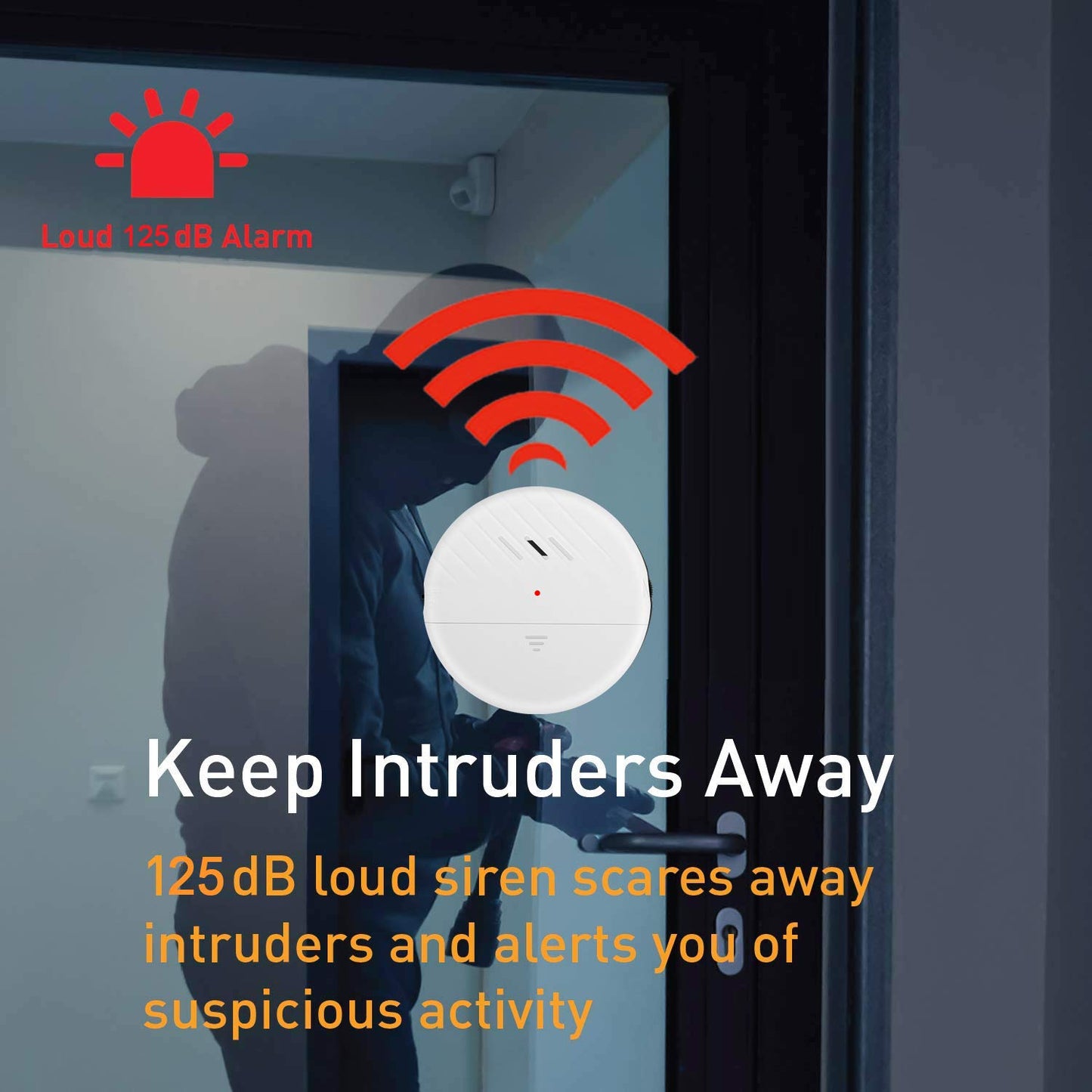 EverNary Window Vibration Alarm,6Pack 125dB Loud Ultra-Slim Anti-Theft Alarm for Door and Window Glass Break Sensor Alert with Adjustable Sensitivity
