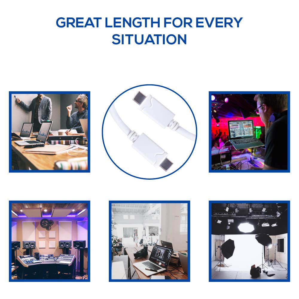 20ft USB C to USB C Cable - Extra Long USB Type C - Compatible with Samsung, iPad Pro, Android Devices, Camera Tethering and More (White)