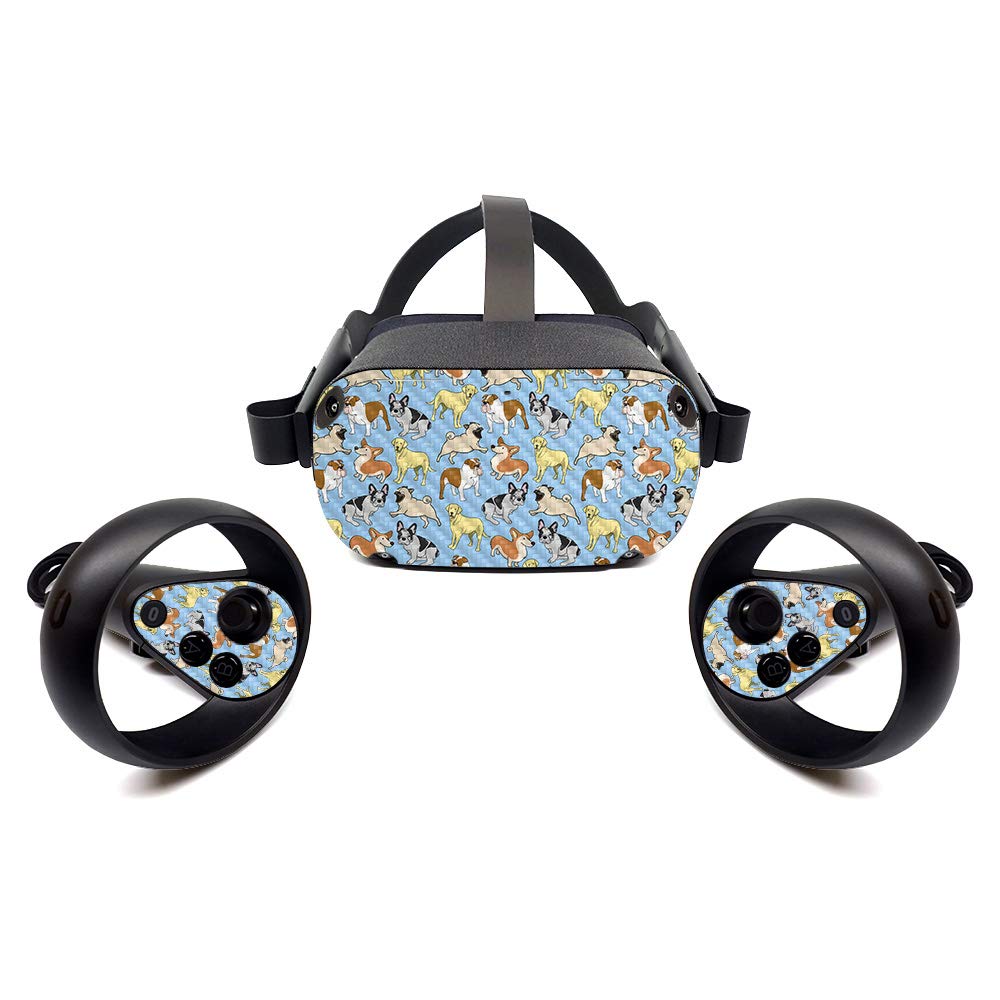 MightySkins Carbon Fiber Skin for Oculus Quest - Puppy Party | Protective, Durable Textured Carbon Fiber Finish | Easy to Apply, Remove, and Change