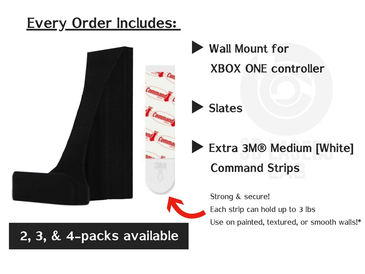 [4 Pack] Holder Stand for XBOX ONE/Elite/Series X & S Controllers | Mount Anywhere with No Wall Damage | Organize Your Gaming Space | Anti-Slip