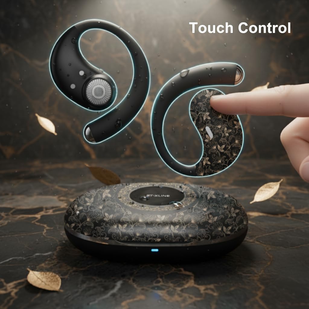 BEVCEFCC Wireless Earbuds with Ear Hooks, 36H Playtime Open Ear Bluetooth Headphones for Running & Workouts, Touch Control, Comfortable Lightweight…