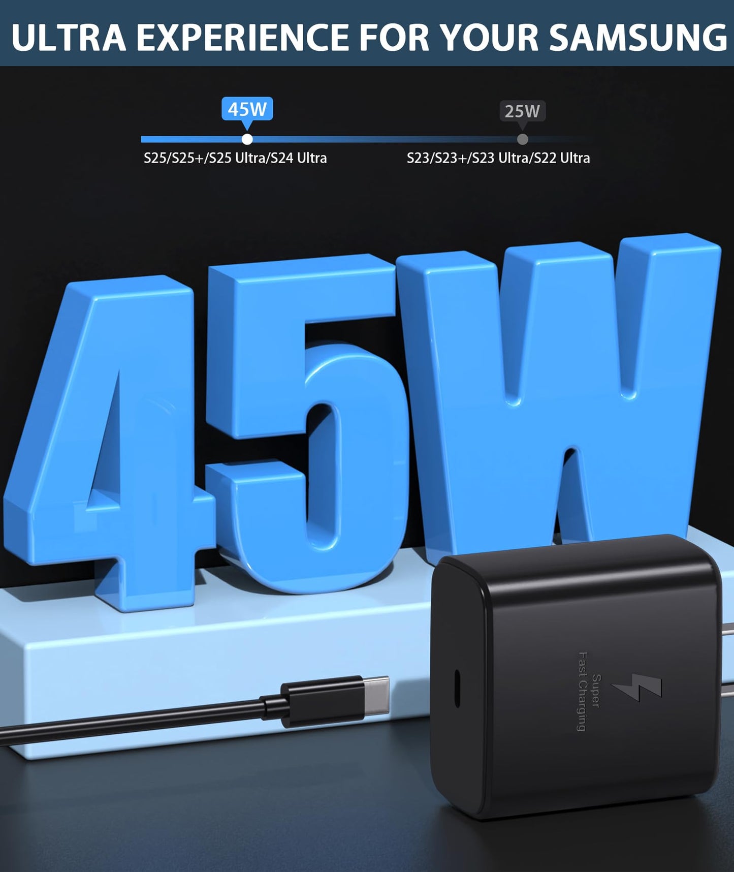 45W Super Fast Charger USB C- 45 Watt Type C Fast Charging Android Phone Charger Compatible with Samsung Galaxy S25