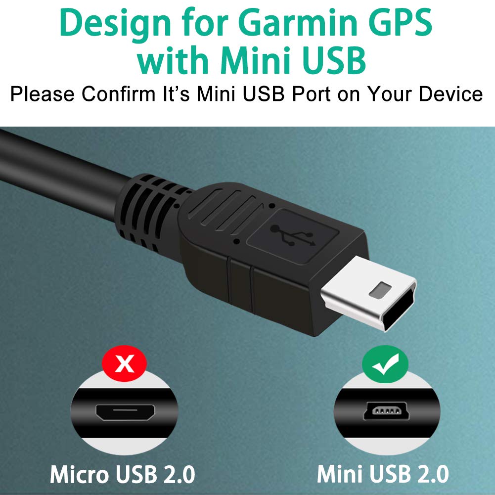 2 Pack 6ft USB Charger Power Cord for Garmin GPS Navigator Nuvi 57 52lm 55lmt 57lm 67lm 2557lmt 2589lmt 2599lmthd 2639lmt 2689lmt 40lm 255w 200 57LM