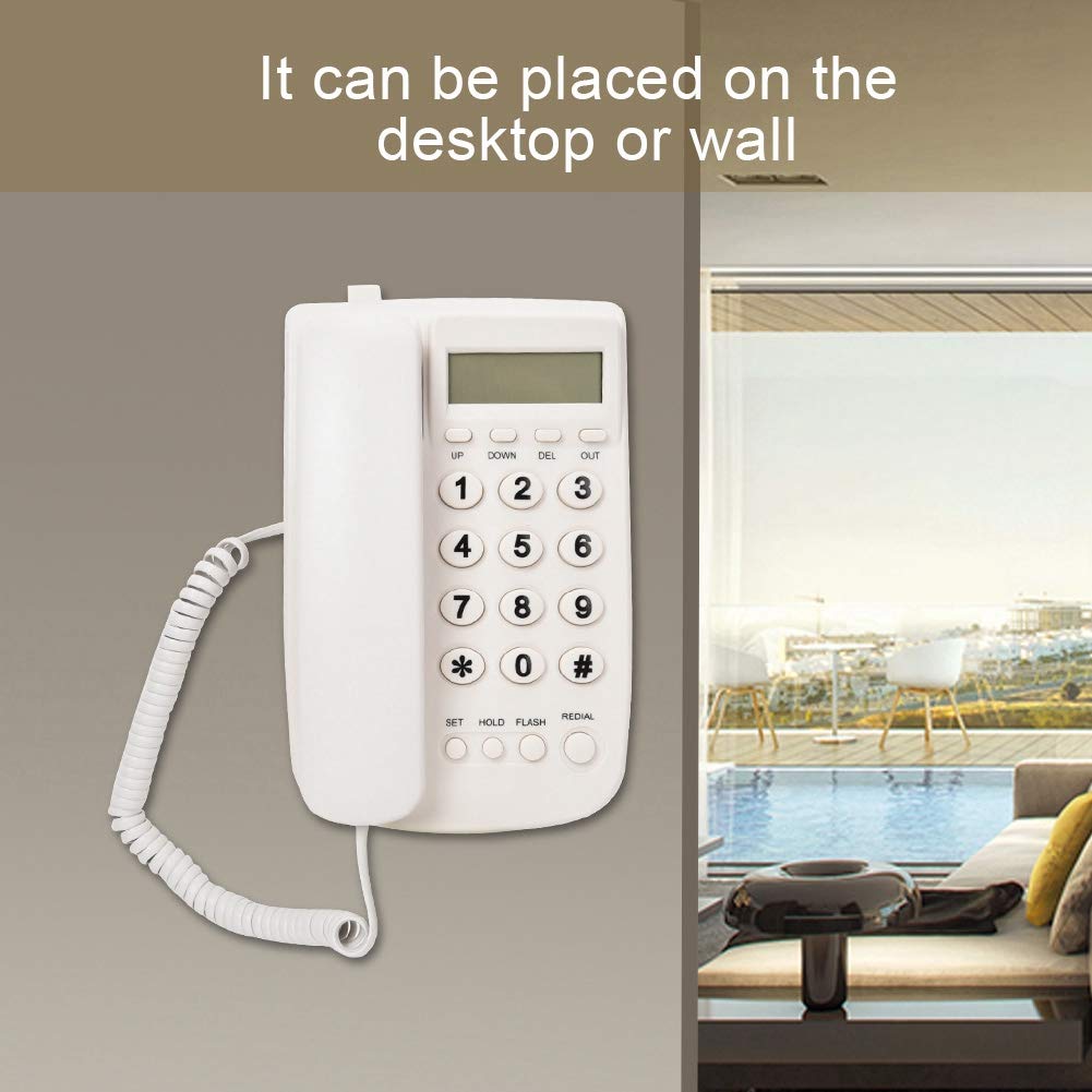 Telephone Extension,Landline Telephone,Corded Phone with LCD Display and Large Number Buttons for Hotel, Family,Business, The Phone can be puted