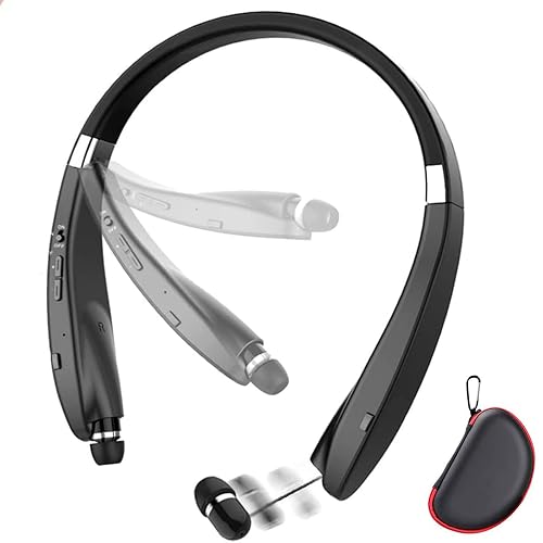 Foldable Bluetooth Headset, Beartwo Lightweight Retractable Bluetooth Headphones for Sports&Exercise, Noise Cancelling Stereo Neckband Wireless