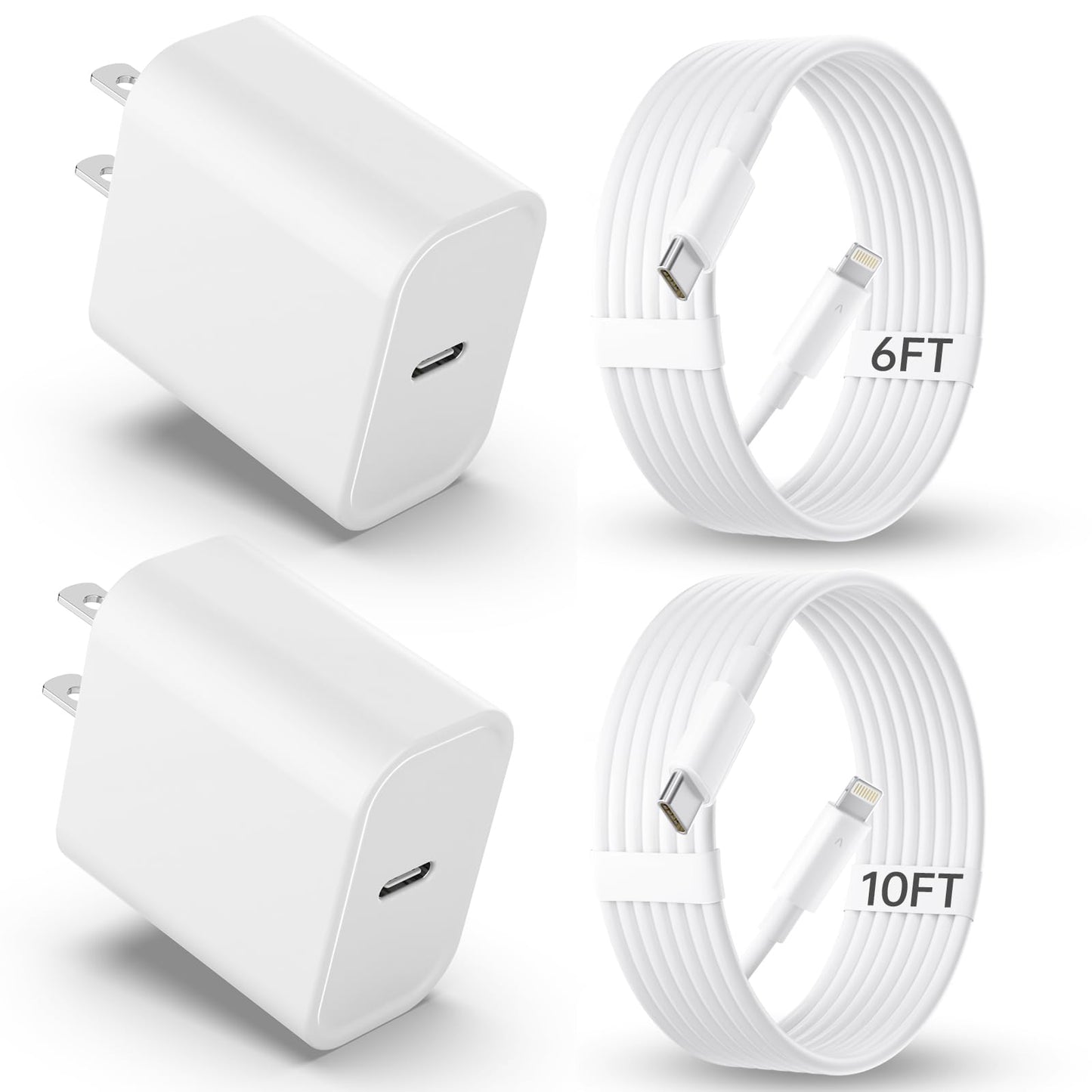 iPhone Charger Fast Charging?MFi Certified? 2Pack 20W PD USB C Wall Charger 6&10FT Cable Fasting Charging Adapter Compatible with iPhone 14Pro/13