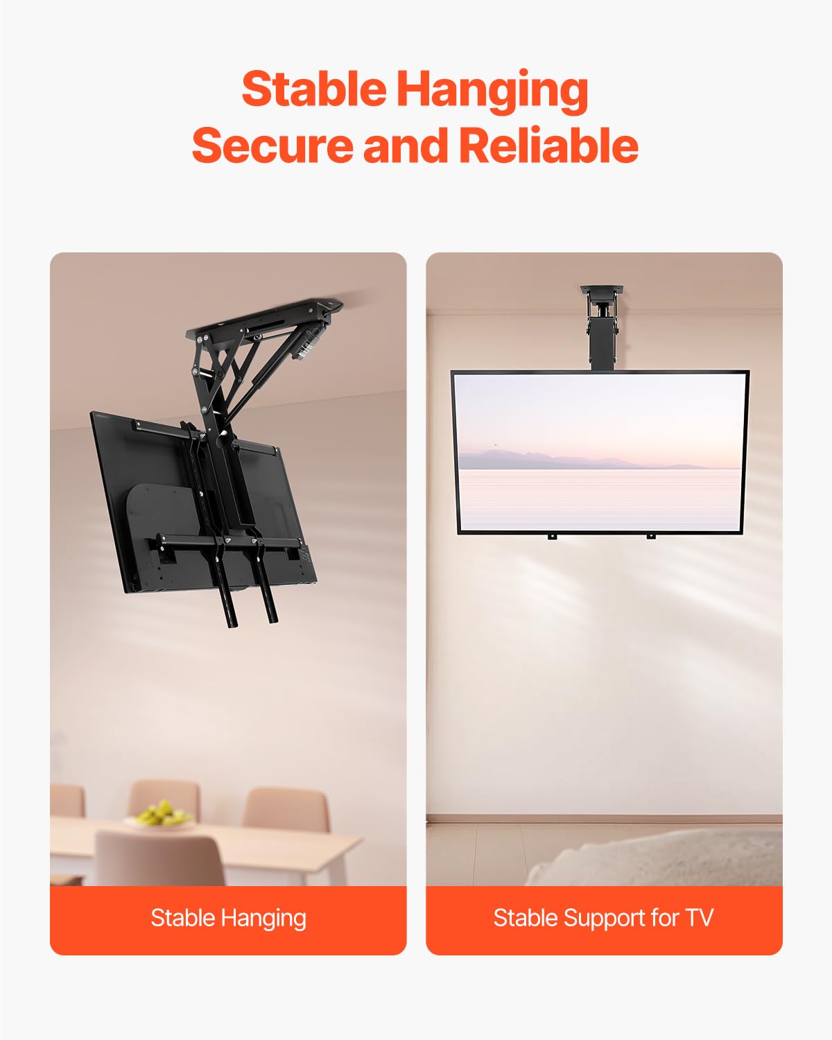 VEVOR Motorized Ceiling TV Mount, TV Wall Mount for 32 to 65 Inch TV, Electric Adjustable Ceiling TV Mount, Motorized Flip Down TV Mount Bracket