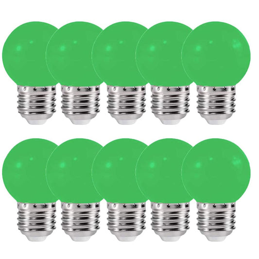 LED Green Light Bulb Color Bulb 10 Pack 1W Globe Bulbs G45 LED Colored Night Light Bulb E26/E27 Medium Base Christmas Holiday Mini Decorative Bulbs
