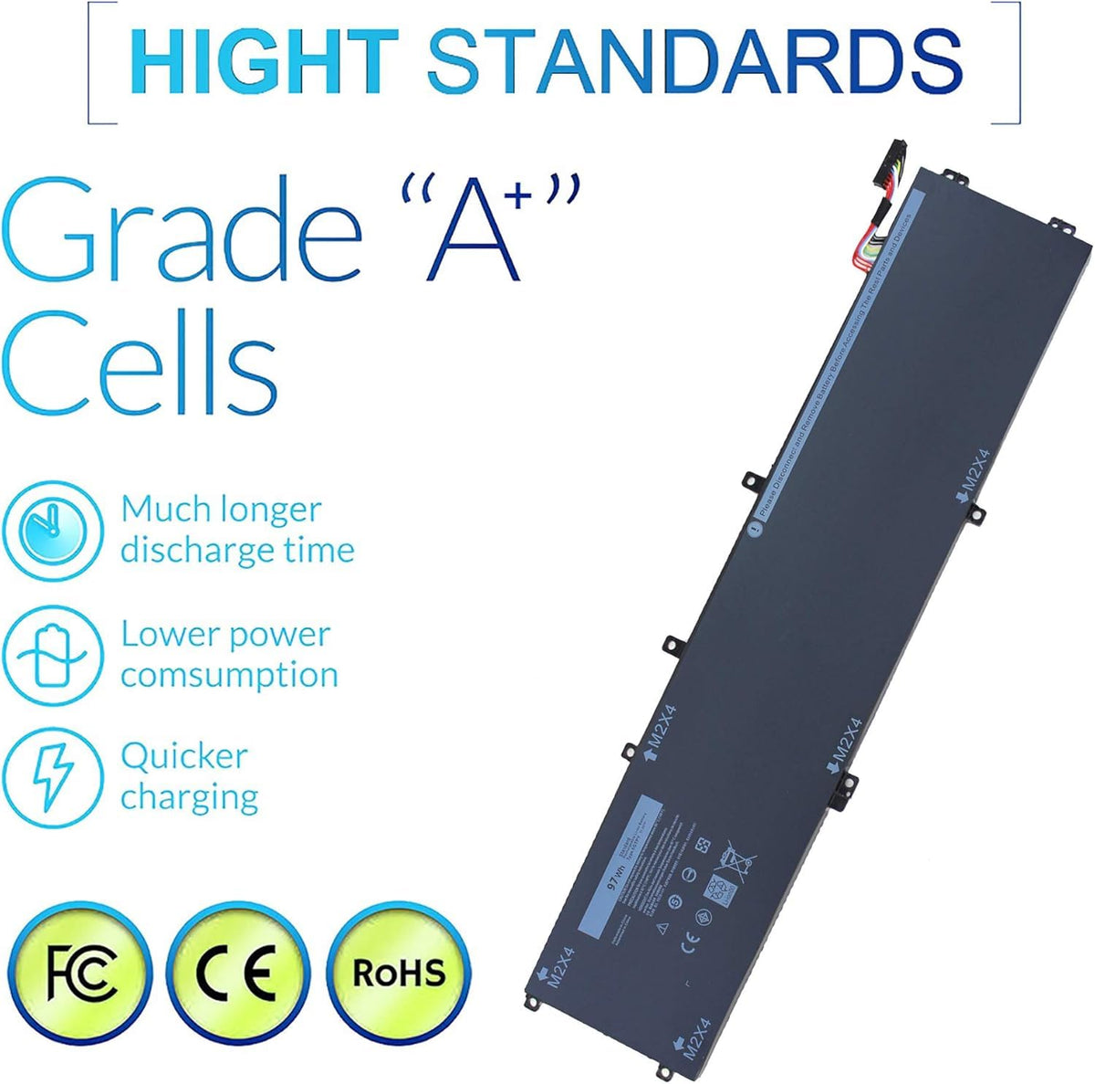 97Wh 6GTPY 6-Cell Li-ion Laptop Battery Compatible with Dell XPS 15 9550