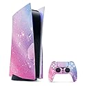 MightySkins Glossy Glitter Gaming Skin for PS5 / PlayStation 5 Bundle - Pink Diamond | Durable High-Gloss Glitter Finish | Easy to Apply and Change