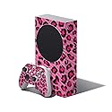 MightySkins Carbon Fiber Skin Compatible with Xbox Series S Bundle - Pink Leopard | Protective, Durable Textured Carbon Fiber Finish | Easy to Apply