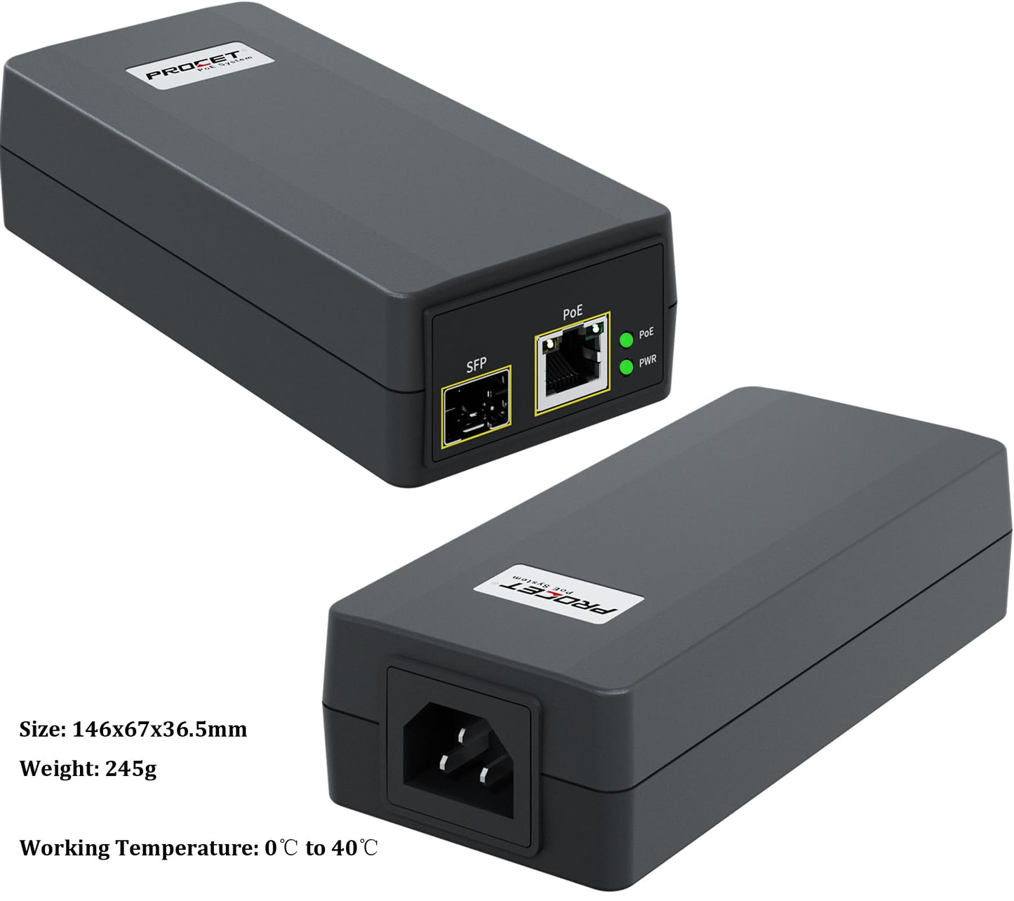 PROCET SFP Fiber PoE Injector 15.4W/ 30W IEEE802.3at Gigabit SFP/ Uplink PoE Ethernet Adapter for eero PoE 6/ 7, UniFi U6+, U6 PRO, G5/ G6 Pro, AI