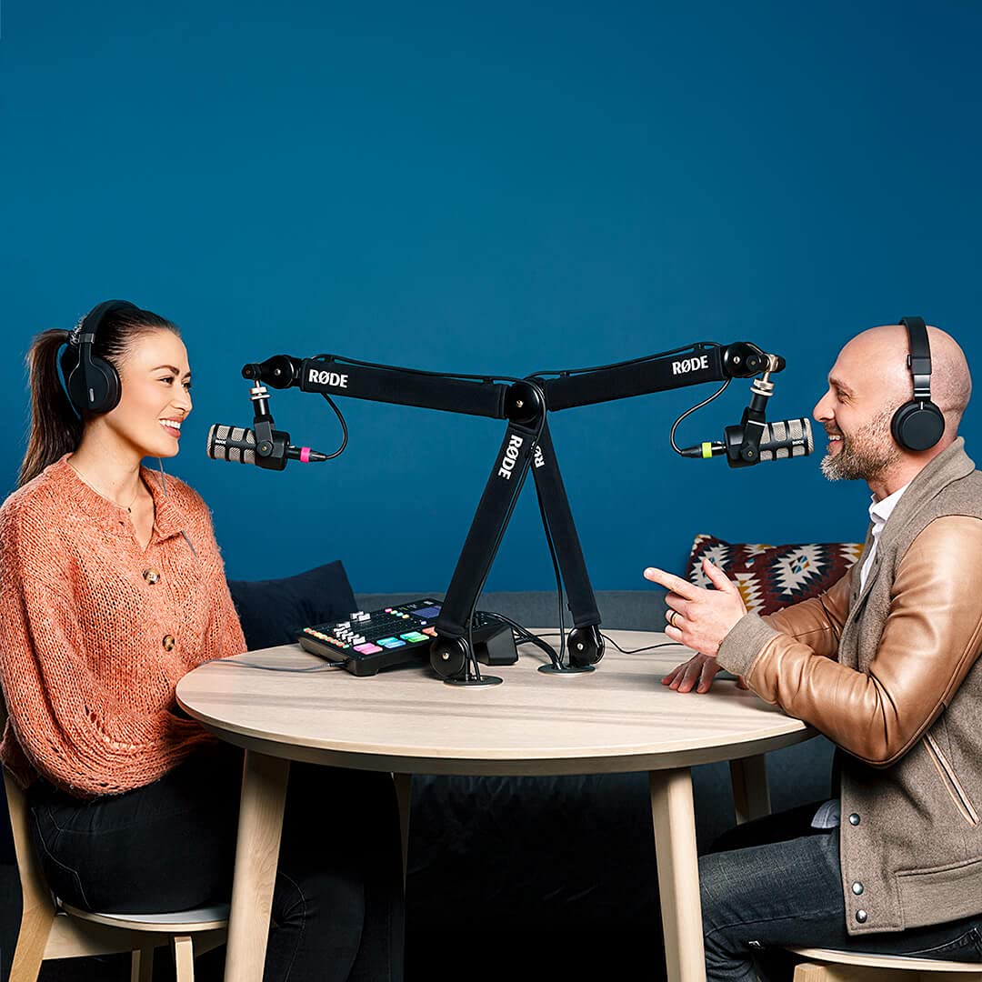 Rode PSA1+ Pro Studio Boom Arm for Podcasting and Streaming with Quick Release Mic Stand Adapter, Microphone Pop Filter, Professional Grade XLR Cable