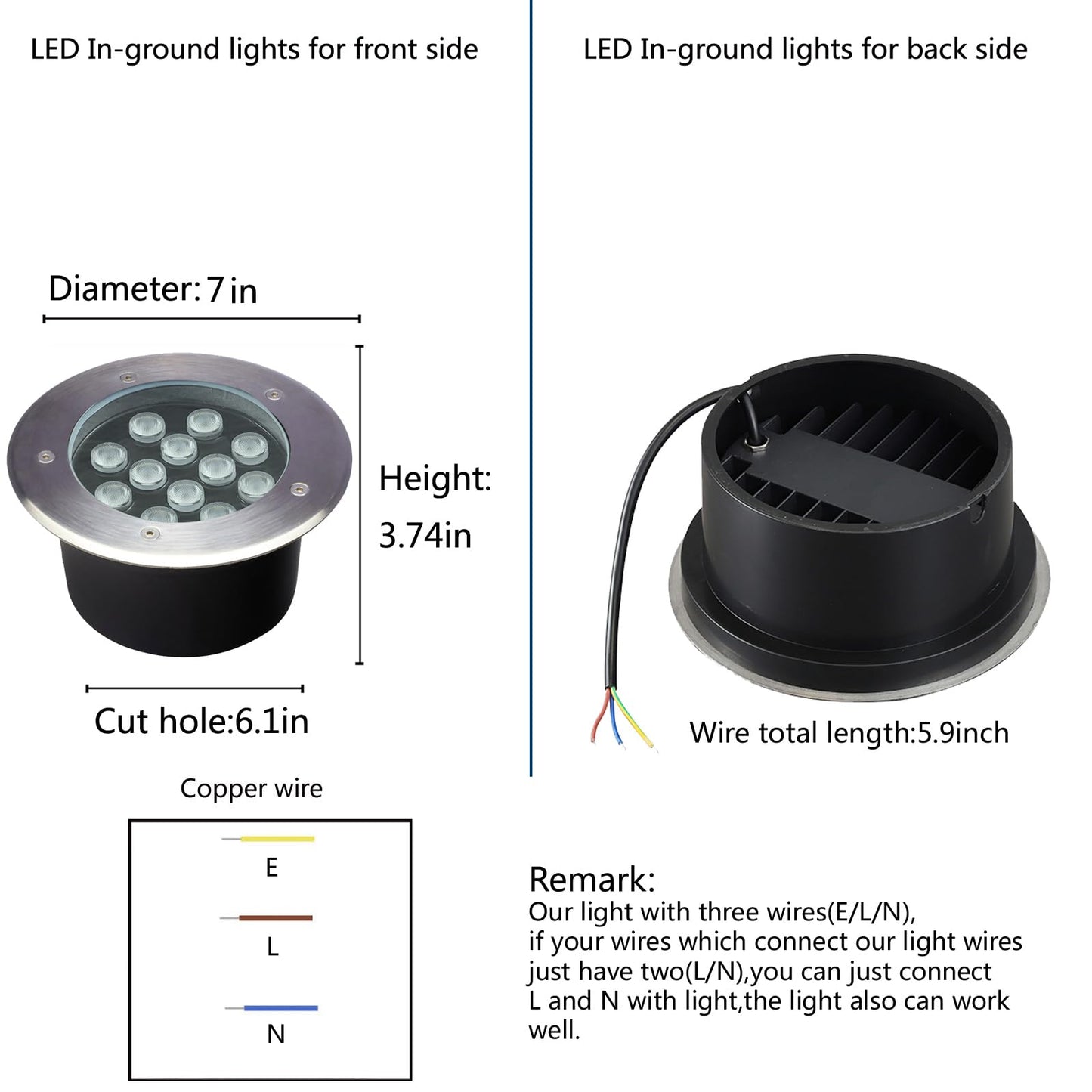 GOCuces 12W Outdoor In Ground Lights Hardwired 110V-120V