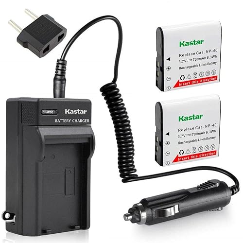 Kastar Battery (X2) & Travel Charger for Casio NP-40 NP40 & Kodak LB-060 AZ521 AZ361 AZ501 AZ522 AZ362 AZ526, HP D3500 SKL-60 V5060H V5061U Cameras