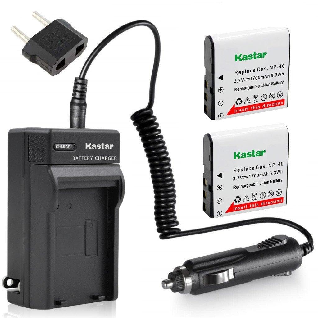 Kastar Battery (X2) & Travel Charger for Casio NP-40 NP40 & Kodak LB-060 AZ521 AZ361 AZ501 AZ522 AZ362 AZ526, HP D3500 SKL-60 V5060H V5061U Cameras