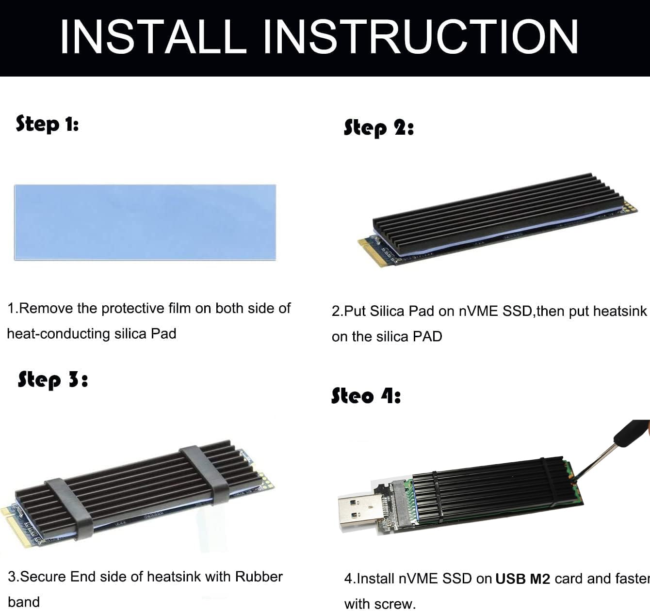 Sintech nVME USB SSD Card, USB 3.0 M.2(NGFF) M Key External Case Box with USB 3.1 Type C Connector