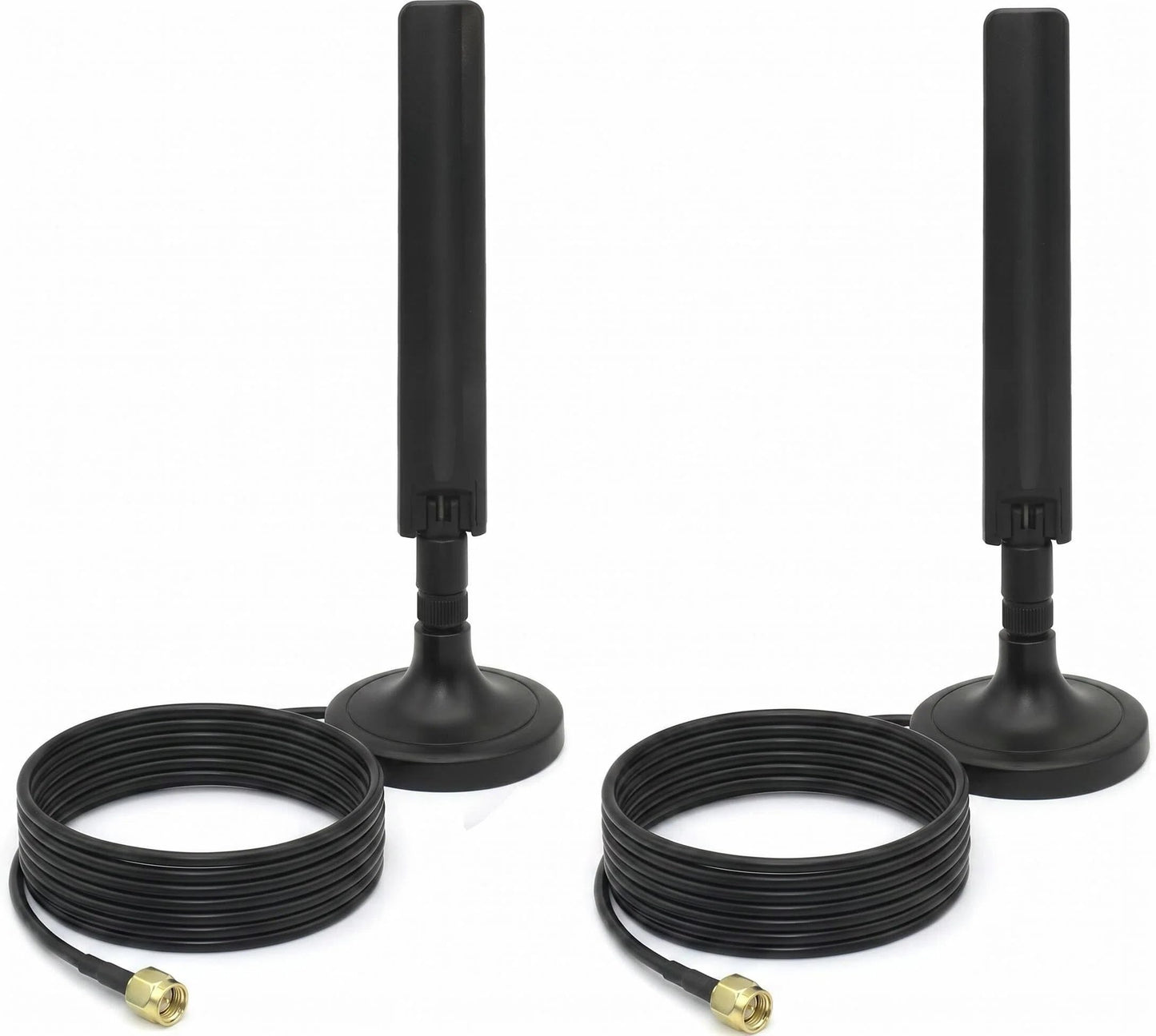2-Pack 10dBi Dual Band WiFi 6E Antenna 2.4GHz/5GHz/5.8GHz MIMO Omni-Directional RP-SMA Male with Strong Magnetic Base for PC Desktop PCIe WiFi Card