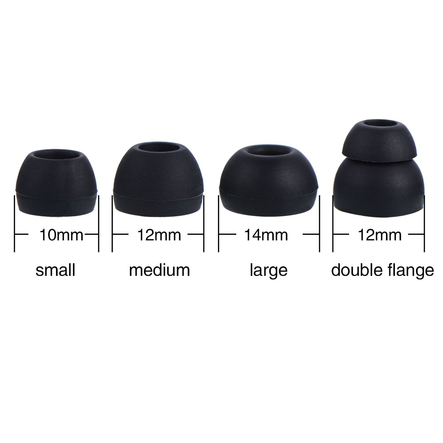 EBOOT 16 Pcs Earbud Tips Silicone Replacement, Noise Isolating Ear Bud Covers, Soft Anti-Slip Eartips, Multi Size S/M/L, Black & Clear