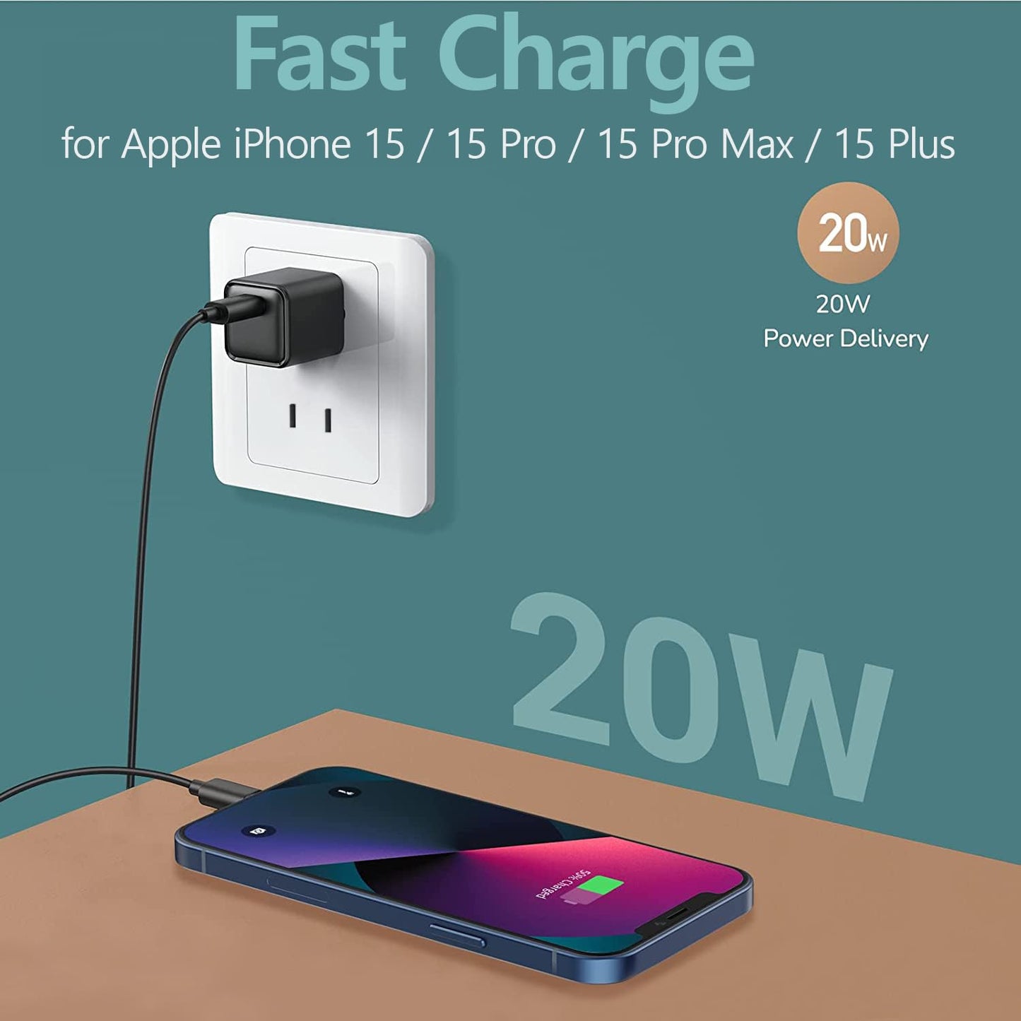 USB C Charger Block iPhone 16 15 14 13 12 11 Charger Block, Type C Wall Charger 20W PD Power Adapter for iPhone 16/16Pro/16Pro