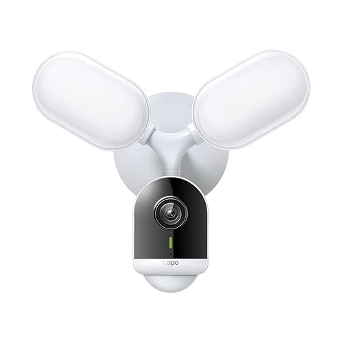 Tapo 2K+ Outdoor Wired Floodlight Security Camera - 2800 Lm Dimmable, Motion Activated, Person & Vehicle Detection, 24/7 Recording, Subscription-Free
