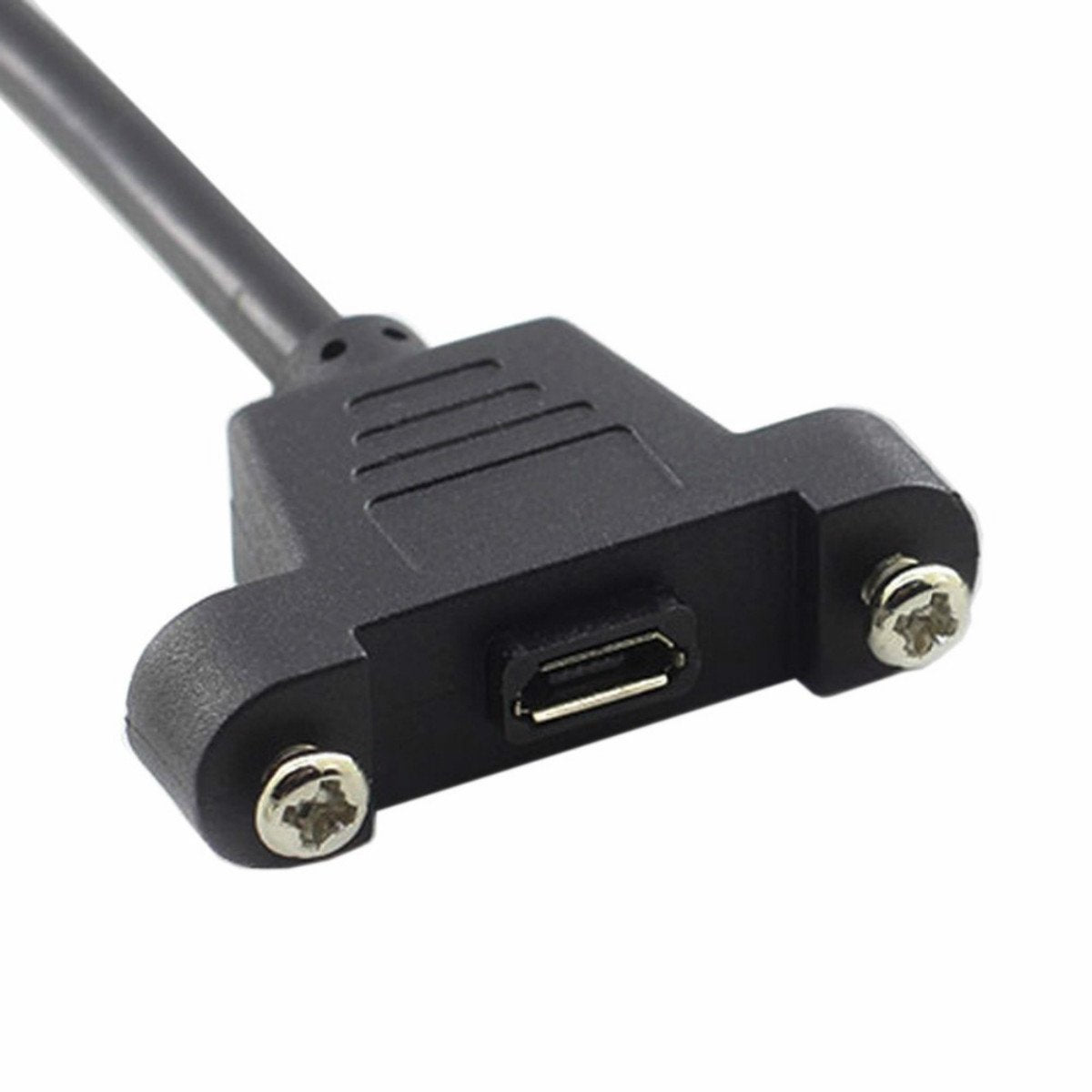 BLUEXIN Micro USB Male to Micro USB Female Extension Panel Mount Type Cable with Screws, Data+Charge,Black 50CM/1.6FT